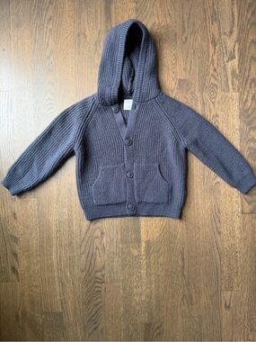 Zara Kids Hooded Button Cardigan - Navy Blue